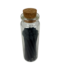 Apothecary Matches with Black Tips in Corked Vial