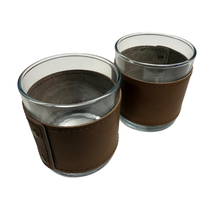 Black Leather Wrapped Glass (Two Included in Each Set)