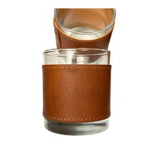 Brown Leather Wrapped Glasses (Two Included in Each Set)